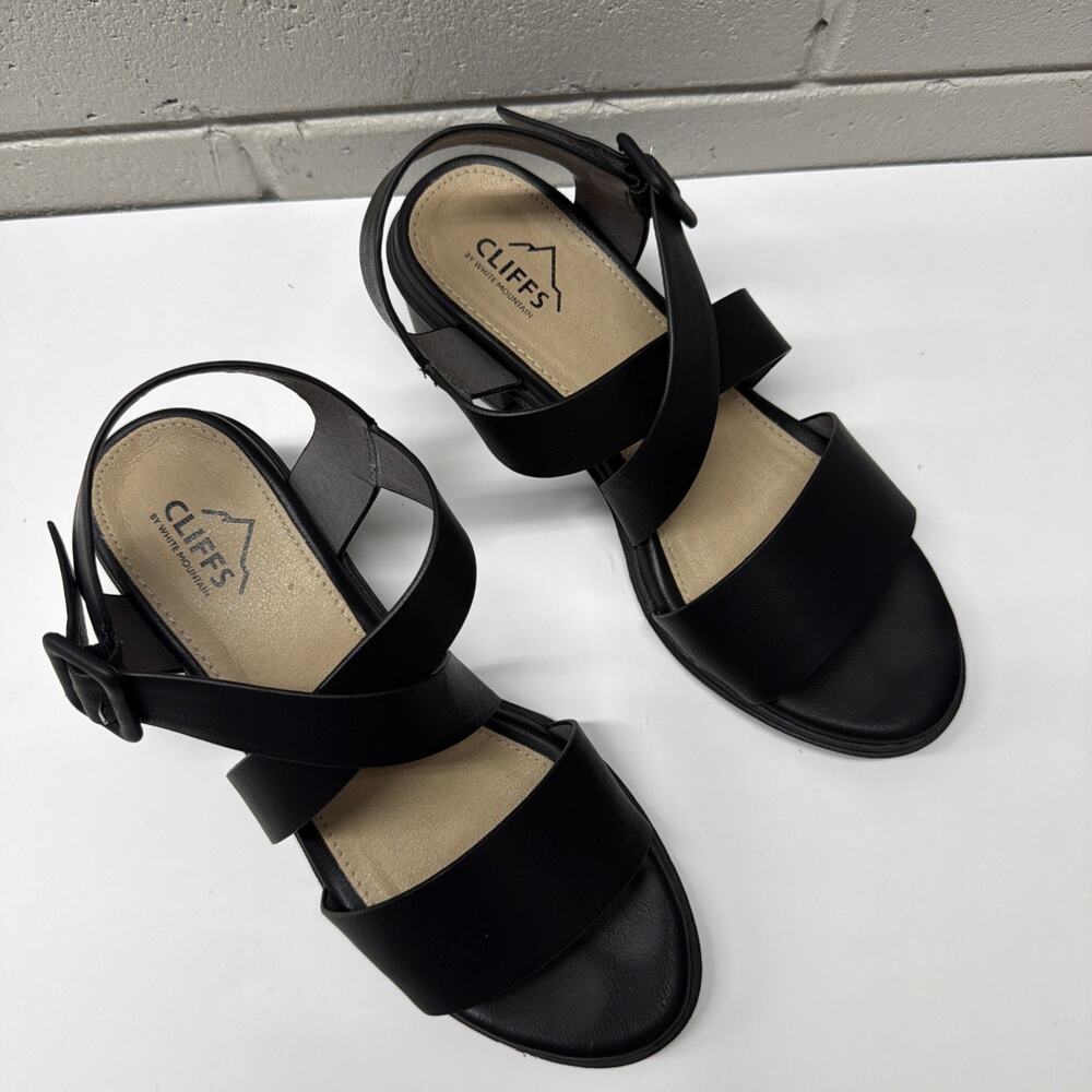 Cliffs By White Mountain Cordovan Women’s 7M Black Heel Sandals comfort - Picture 6 of 8